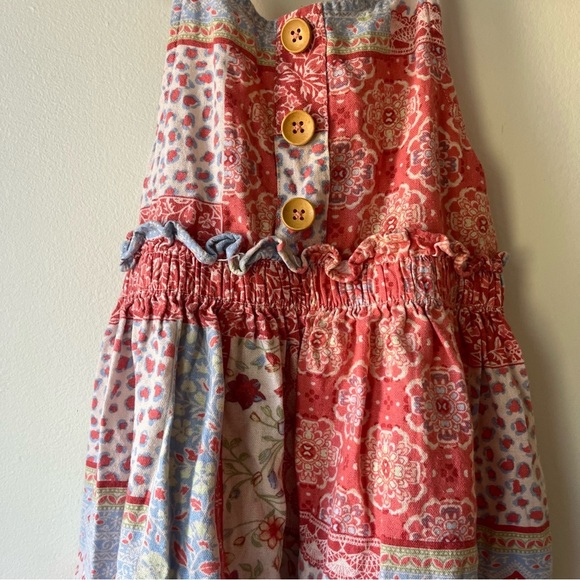 Vince Camuto Girls Size 8 Patchwork Sundress Linen Blend Boho Summer Dress - Picture 2 of 8